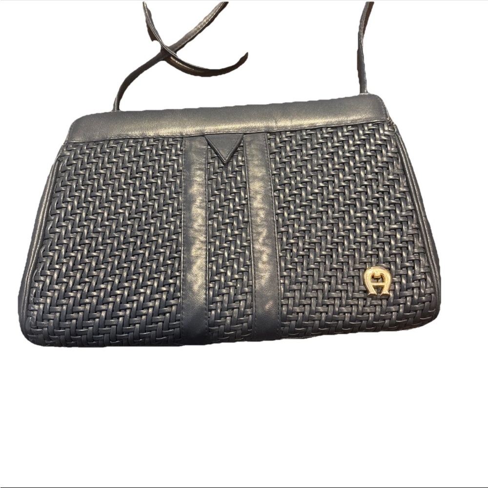 Etienne Aigner Black Woven Crossbody Bag